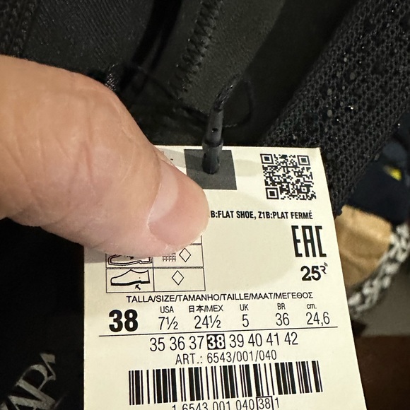 Zara sparkly ballet flats Black NWT - Picture 4 of 4